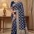 royal blue banarasi silk blend saree with floral zari rangkart work