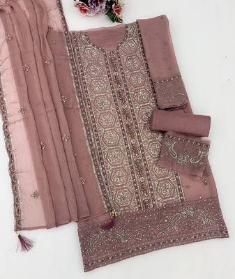 Elegant oniun fancy sequins embroidery dress material set 4
