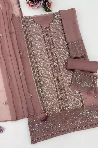 Elegant oniun fancy sequins embroidery dress material set