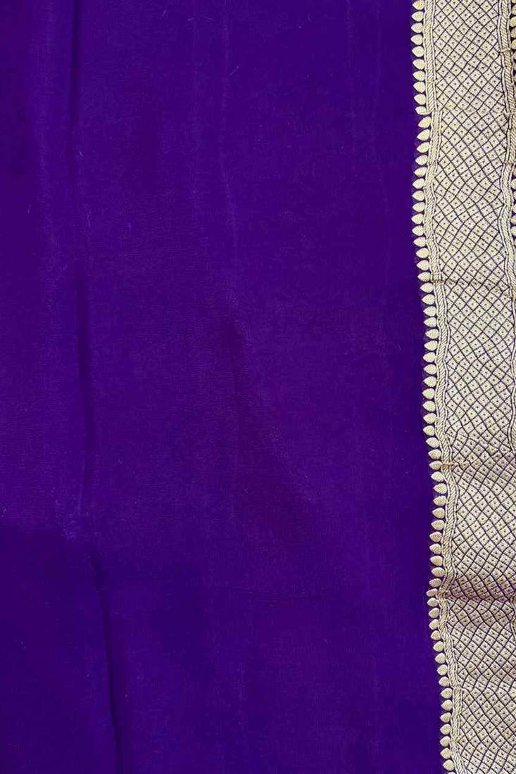 purple banarasi silk blend saree with floral zari rangkart work