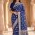 royal blue banarasi silk blend saree with floral zari rangkart work