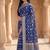 royal blue banarasi silk blend saree with floral zari rangkart work