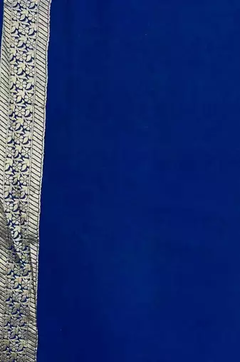 royal blue banarasi silk blend saree with floral zari rangkart work