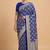  blue banarasi silk blend saree with floral zari & red minakari work