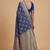  blue banarasi silk blend saree with floral zari & red minakari work