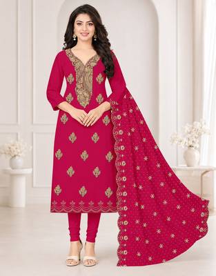 Women’s embroidered unstitched salwar suit dress material with dupatta 1
