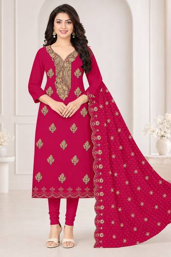 Women’s embroidered unstitched salwar suit dress material with dupatta