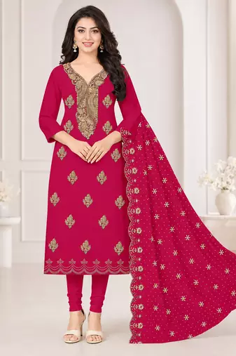 Women’s embroidered unstitched salwar suit dress material with dupatta