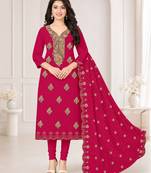 Women’s embroidered unstitched salwar suit dress material with dupatta