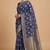  blue banarasi silk blend saree with floral zari & red minakari work