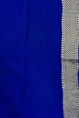  blue banarasi silk blend saree with floral zari & red minakari work 5
