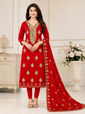 Women’s embroidered unstitched salwar suit dress material with dupatta 1