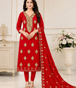 Women’s embroidered unstitched salwar suit dress material with dupatta