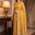 mustard banarasi silk blend saree with floral zari &  minakari work