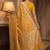 mustard banarasi silk blend saree with floral zari &  minakari work