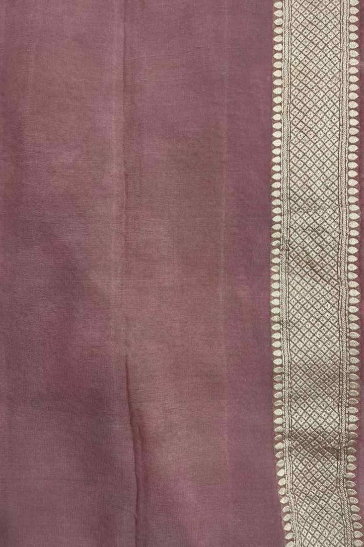 rosegold banarasi silk blend saree with floral zari jaal  work