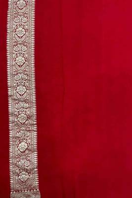 red banarasi silk blend saree with zari booti work 5