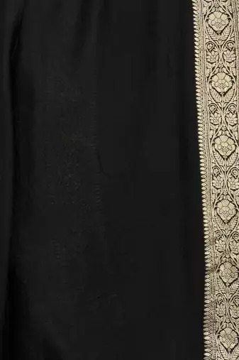 black banarasi silk blend saree with zari booti work