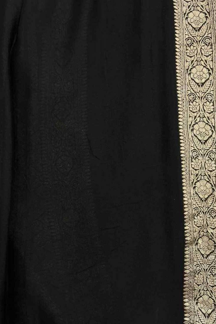 black banarasi silk blend saree with zari booti work