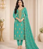 Women’s embroidered unstitched salwar suit dress material with dupatta