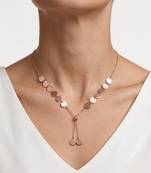 925 Sterling Silver Rose Gold Plated Layered Coin Adjustable Disc Y Necklace  Set for Women