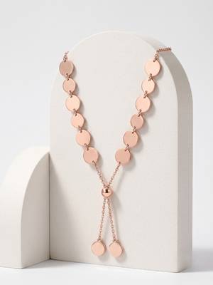 925 Sterling Silver Rose Gold Plated Layered Coin Adjustable Disc Y Necklace  Set for Women 2