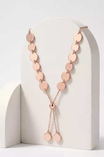 925 Sterling Silver Rose Gold Plated Layered Coin Adjustable Disc Y Necklace  Set for Women