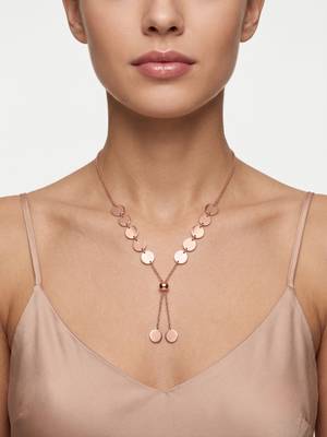 925 Sterling Silver Rose Gold Plated Layered Coin Adjustable Disc Y Necklace  Set for Women 3