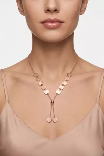 925 Sterling Silver Rose Gold Plated Layered Coin Adjustable Disc Y Necklace  Set for Women