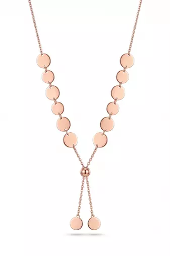 925 Sterling Silver Rose Gold Plated Layered Coin Adjustable Disc Y Necklace  Set for Women