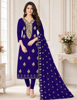 Women’s embroidered unstitched salwar suit dress material with dupatta 1