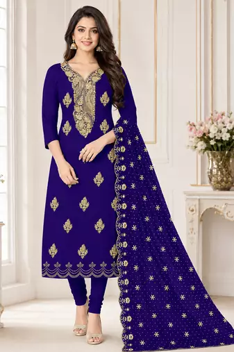 Women’s embroidered unstitched salwar suit dress material with dupatta