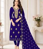 Women’s embroidered unstitched salwar suit dress material with dupatta