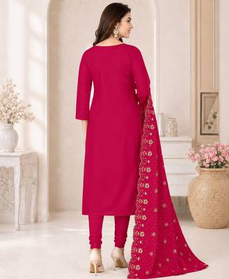 Women’s embroidered unstitched salwar suit dress material with dupatta 4