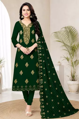 Women’s embroidered unstitched salwar suit dress material with dupatta