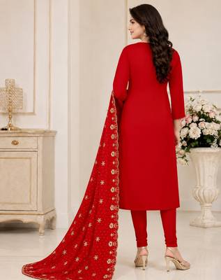 Women’s embroidered unstitched salwar suit dress material with dupatta 4