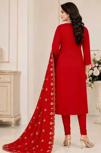 Women’s embroidered unstitched salwar suit dress material with dupatta
