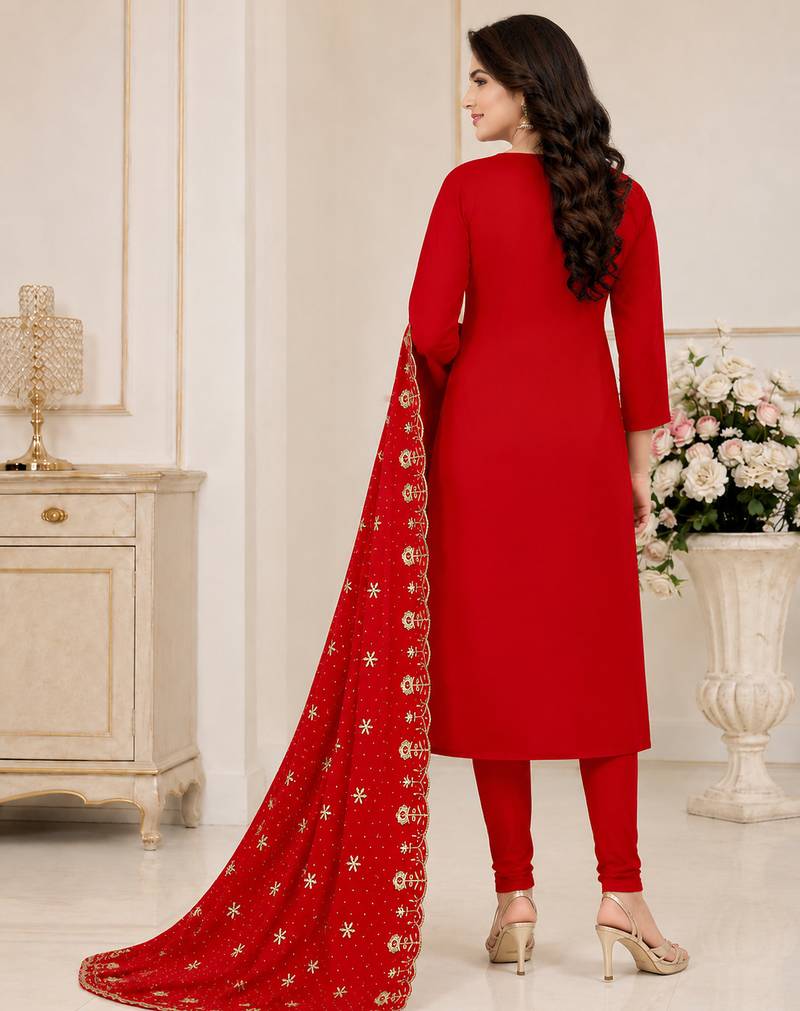 Women’s embroidered unstitched salwar suit dress material with dupatta