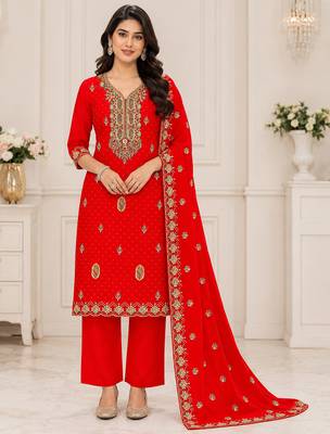 Women’s embroidered unstitched salwar suit dress material with dupatta 1