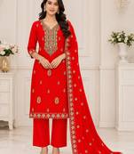 Women’s embroidered unstitched salwar suit dress material with dupatta