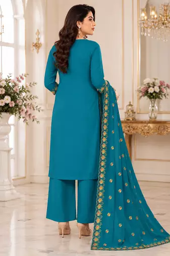Women’s embroidered unstitched salwar suit dress material with dupatta