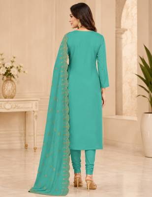 Women’s embroidered unstitched salwar suit dress material with dupatta 4