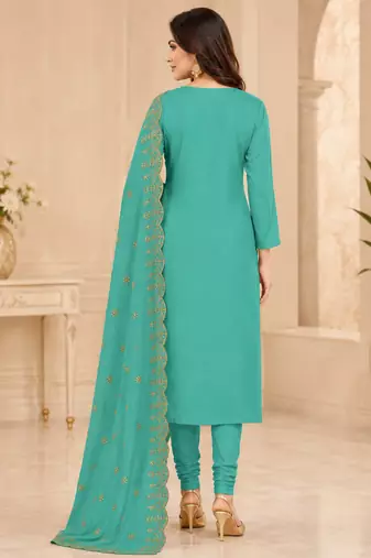 Women’s embroidered unstitched salwar suit dress material with dupatta