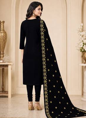 Women’s embroidered unstitched salwar suit dress material with dupatta 4