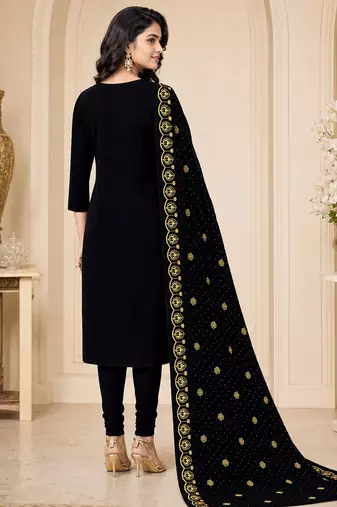 Women’s embroidered unstitched salwar suit dress material with dupatta