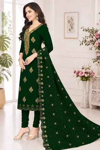 Women’s embroidered unstitched salwar suit dress material with dupatta