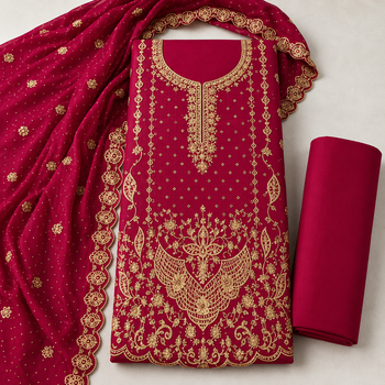 Women’s embroidered unstitched salwar suit dress material with dupatta 2
