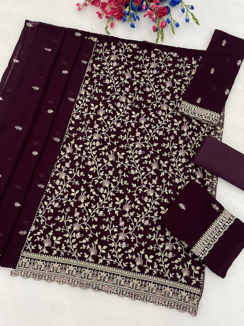 Festive wear unstitched suit with dupatta