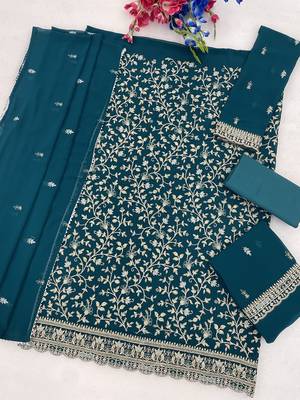 Festive wear unstitched suit with dupatta 4