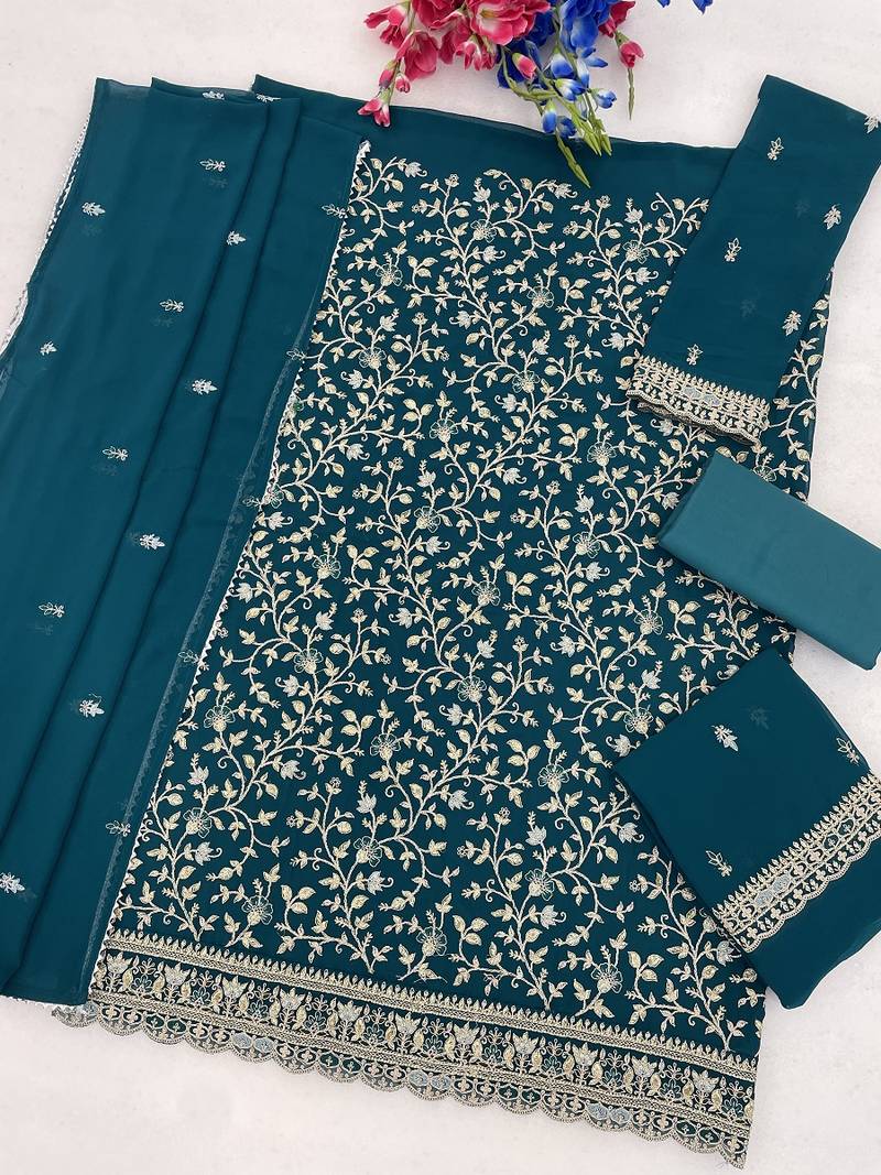 Festive wear unstitched suit with dupatta